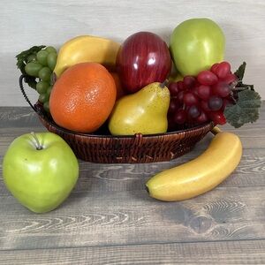 Lot Faux Fake Artificial Fruit In Basket, Home Decor Staging Props Realistic